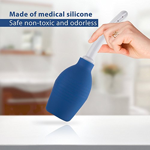 Jsentai Enema Bulb Anal Douches with Waterproof Drawstring Storage Bag FDA Approved Medical PVC Material Perfect for Women and Men Capacity 10.5oz (1 Large, Blue)