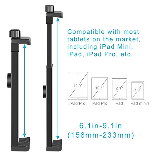 NEEWER iPad Tablet Tripod Mount Adapter Holder, 6.3-9.25 inches/16-23.5 Centimeters Adjustable Clamp for iPad Mini iPad 2/3/4, iPad Air/Air2, iPad Pro Microsoft Surface Samsung Tab 7.0 Series – Bild 4