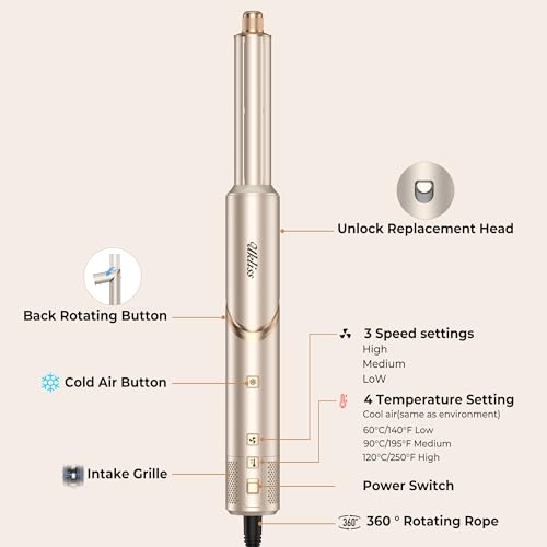 UKLISS Pro Airstyler Hairstyler Set 8 in 1 High Speed Ion Hair Dryer Brush with Automatic Airflow Curling Iron Straightener Volume Brush Anti-Frizz Drying