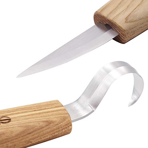 SZQHT Wood Carving Hook Knives Set for Carving Spoons Bowls Kuksa and Cups Right Handed Spoon Carving Tools for Professional Spoon Carvers and Beginners (Bundle C)