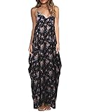 ZANZEA Women's Boho Floral Print V Neck Spaghetti Strap Long Maxi Dress Sundress Black(41018) 3XL