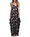 ZANZEA Women's Boho Floral Print V Neck Spaghetti Strap Long Maxi Dress Sundress Black(41018) 3XL