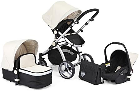 BLACK & WHITE CARRERA SPORT 3-in-1 Baby Travel System/Pushchair/Pram/Buggy/Stroller