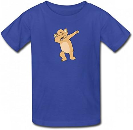 LNAUC Dabbing Bear Funny Tshirt Printed Cotton T-Shirts Tops Logo Original Children Tee Royal Blue