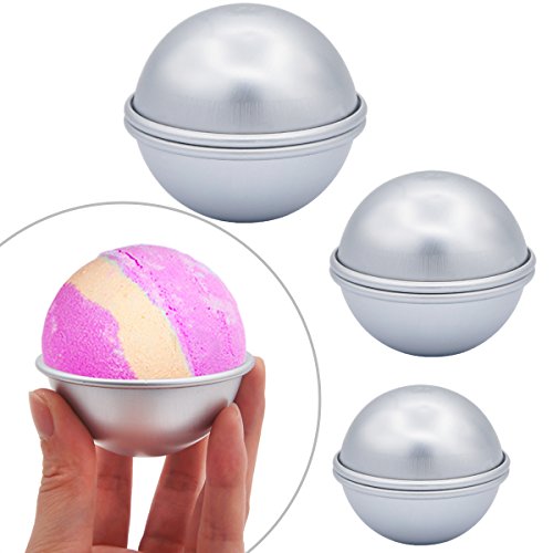 MelonBoat Bath Bomb Molds Fizzies DIY Set of 3, Cake Pan Molds 6 Hemispheres, (2-3/8", 2", 1-3/4"), Aluminum