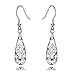 POLITENY Silver Teardrop Filigree Dangle Earrings for Women Fashion Gold Plated(clear CZ)