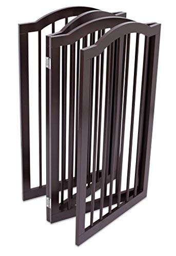 Internet's Best Pet Gate with Arched Top - 4 Panel - 36 Inch Tall Fence - Free Standing Folding Z Shape Indoor Doorway Hall Stairs Dog Puppy Gate - Fully Assembled - Espresso - MDF