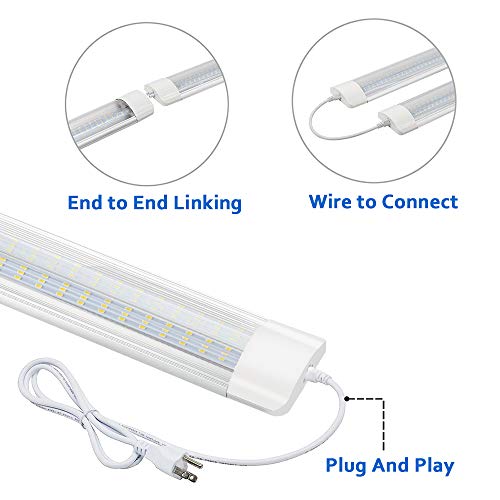 4ft LED Shop Light Fixture - 40W Linkable 4800LM 6000-6500K Cool White Under Cabinet Lighting for Garages, Basements, Work Areas, Utility Room, Striped Cover (4 Pack) - Thumbnail 3