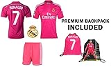 Fan Kitbag Cristiano Ronaldo Soccer Jersey & Shorts #7 Pink Kids Premium Gift Kitbag ✮ BONUS Cristinao Ronaldo #7 Soccer Backpack