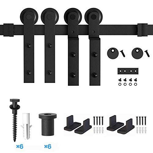 One Piece Rail Low Ceiling 9ft Single Track Bypass Double Wooden Doors Use Flat Track Roller Single Track Zekoo 4 Ft 12 Ft Bypass Sliding Barn Door Hardware Kit Commercial Door Hardware Industrial