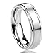 6MM Stainless Steel Wedding Band Ring Brushed Center Classy Ring (5 to 14)