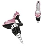Pink Glitter Shoe Wine Bottle Stopper with Diamante Crystals By Haysom Interiors