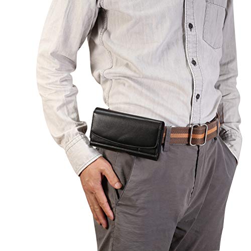 Horizontal PU Leather Belt Clip Holster Pouch Cell Phone Case Holder Card Slots for iPhone XR 8+ 7 Plus/Moto G7 G6 E5 E4 Plus Z3 Z2 Play/BLU Studio Mega/Vivo XL4 / HTC U12+/Sony Xperia XZ2 - Thumbnail 5