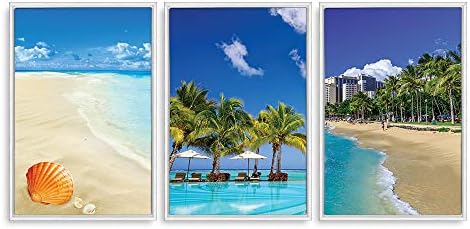Framed Romantic Beach Home Artwork for Living Room Bedroom x3 Panels