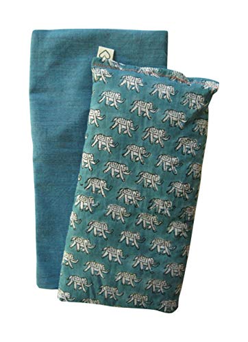 Scented Eye Pillow Gift Set – Washable Cover – Lavender Flax – 4 x 8.5 Cotton – Soothing Relaxing – elephant teal green
