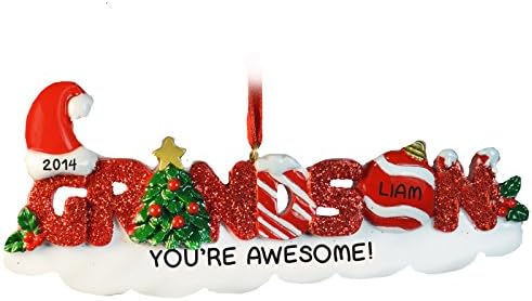 Grandson Word Personalized Christmas Tree Ornament