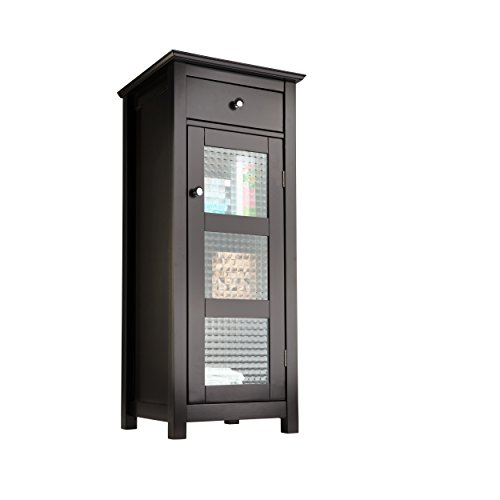 Elegant Home Fashions Chesterfield Collection Floor Cabinet with One Door and One Drawer, Espresso