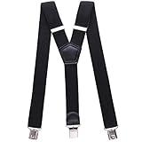 JINIU Mens Suspenders Adjustable Elastic Y Shape Strong Clips Heavy Duty