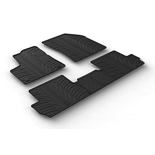 Gledring Rubber car mats set LHD compatible with Peugeot 3008 II 2016-2024 incl. Hybrid (T profile 5-pieces + mounting clips)