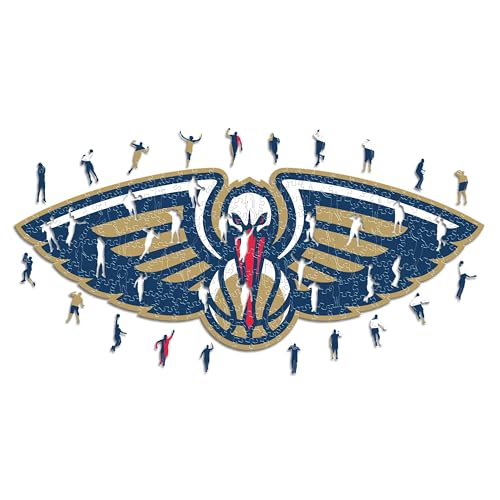 Iconic Puzzles - New Orleans Pelicans, Logo, Wooden Puzzle officially licensed NBA, 100% sustainable, size L, 500 Pcs