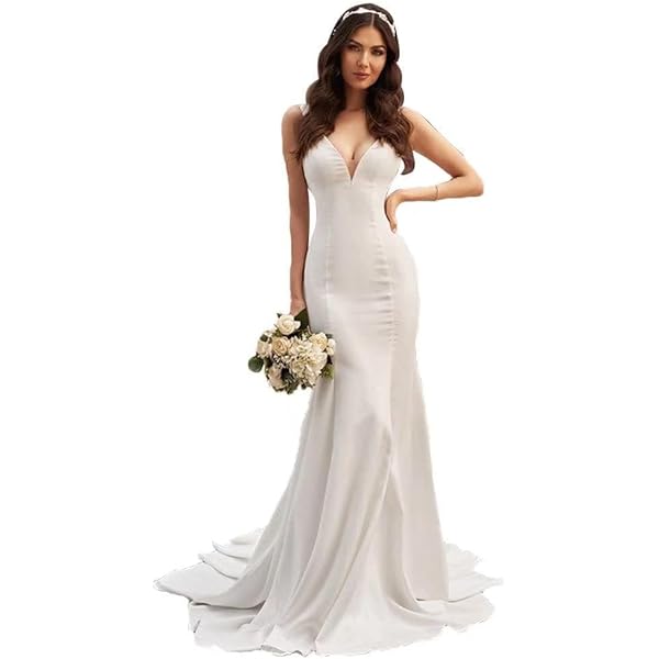 Amazon.com: Modern Romance Classic White Stretch Crepe V