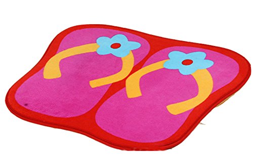 Super Soft Nonslip Latex and Flocking Lovely Personalized Flip Flops Pad Floor Mat Bedroom Area Rug Carpet 41*58cm, 4 Colors Available (Pink)