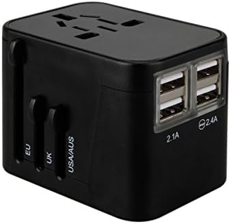 Universal Adapter Power Adapter with 4 USB Port and Internatioanal Plug US/UK/EU/AUS Plug Compatible 150+ Countries.