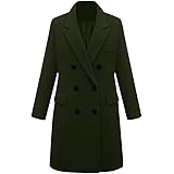 ZEFOTIM Womens Winter Lapel Fux Wool Coat Trench Jacket Long Sleeve Overcoat Outwear