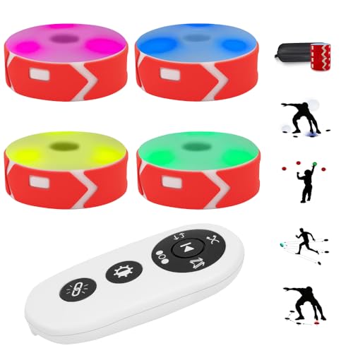 Luz de Treinamento de Reação, Luzes de Agilidade de Reação, 4 Luzes + 1 Controle Remoto, Dois Modos, com Bolsa de Armazenamento, Pode Ser Usado com Cones de Treinamento Funcional