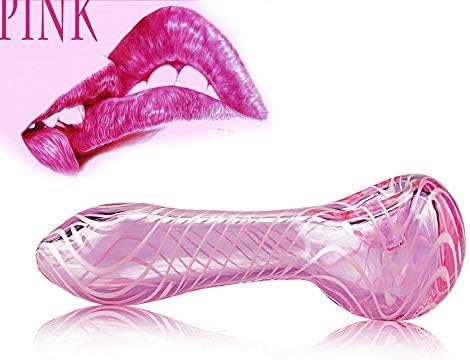 WRT Glass Art Tube 4 Inch Handmade Fashion Pink Stripe Pipe