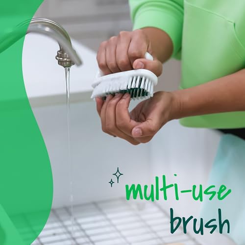 Scotch-Brite Small Utility Brush, Long Lasting Dish Brush with Handle for Scrubbing Cookware, Hands, Tile, Grout, Cutting Boards, and Utensils without Scratching, Antimicrobial, and Rinses Clean