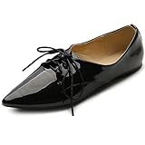 Ollio Women's Shoe Comfort Pointed Toe Multi Color Flat Lace Up Oxford
