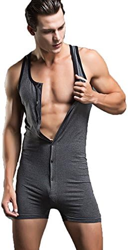 New Fashion Design Mens Underwear Sexy White Gray Cotton Undershirt Boys Muscle Tight Bodysuit Flexible Singlet (XL, Dark Grey)
