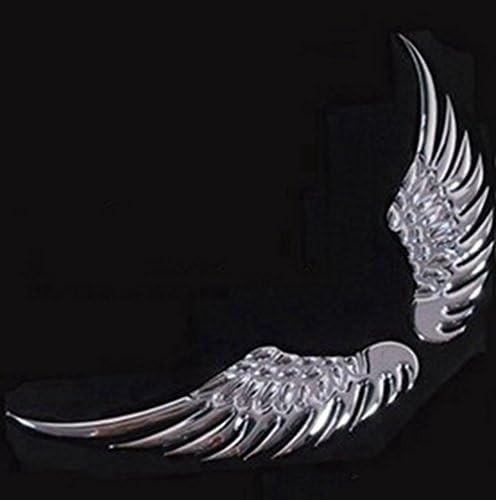 Frimateland Pack of 2 Pairs 3D Angel Wings Metal Auto Car Truck Laptop iPad Window Wall Motorcycle Decor Decal Sticker (Silver)