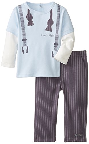 Calvin Klein Baby Boys' Twofer Long Sleeve Tee with Pull On Pants