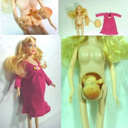 ZHNA Educational Real Pregnant Doll Suit mom Doll Have a Baby in her Tummy for Barbie