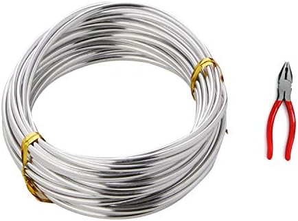 ForeWan Craft Wire, Soft Silver Wire with Metal Cutting Pliers Flexible Aluminum Metal Wire Retro Color for Jewelry DIY Craft Making