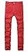 Men's Red Ripped Skinny Distressed Destroyed Straight Fit Jeans Pants with Holes