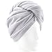 Evolatree Microfiber Hair Towel - Wet Hair Wrap Turbans - Rapid Dry, Anti Frizz Curly Hair Products - Quick Drying Cap, Plopping Tshirt Head Wraps for Women - Turban Hair Towels, Gym Salon Bath Shower (Glacier Gray)