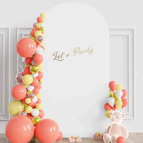 120 * 220Cm Wedding Arch Backdrop Stand with Cover, Metal Balloon Arch Frame for Birthday Party Baby Shower Graduation Ceremony Decoration, White