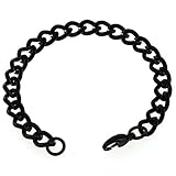 Women's 7mm Black Anklet, Thick Stainless Steel Curb Chain Anklet, 7in to 14in