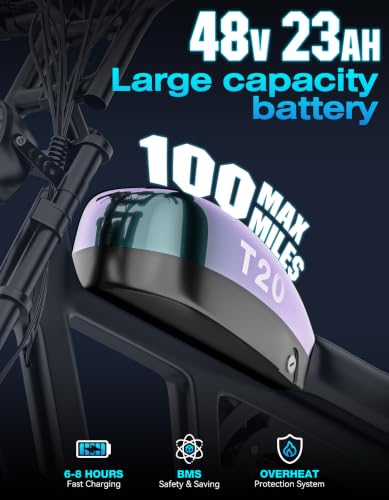 Misodo Electric Bike for Adults - 25000W Peak 20" Fat Tire Electric Dirt Ebike, Up to 53 KM/H &160KM Range, 48V 23Ah Battery, NFC & Password Unlock, 7 Speed Moped Style All-Terrain Ebike for Commuting