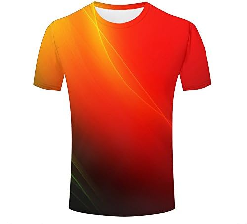 Men's Stylish Casual Design 3d Printed T Shirts Glowing Orange Gradient Simple Short Sleeve Couple Tees XL