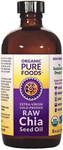 Chia Oil Omega-3 Supplement - Cold-Pressed, Extra Virgin, Raw, Organic, NON-GMO - 8 oz. Bottle. *On Sale*