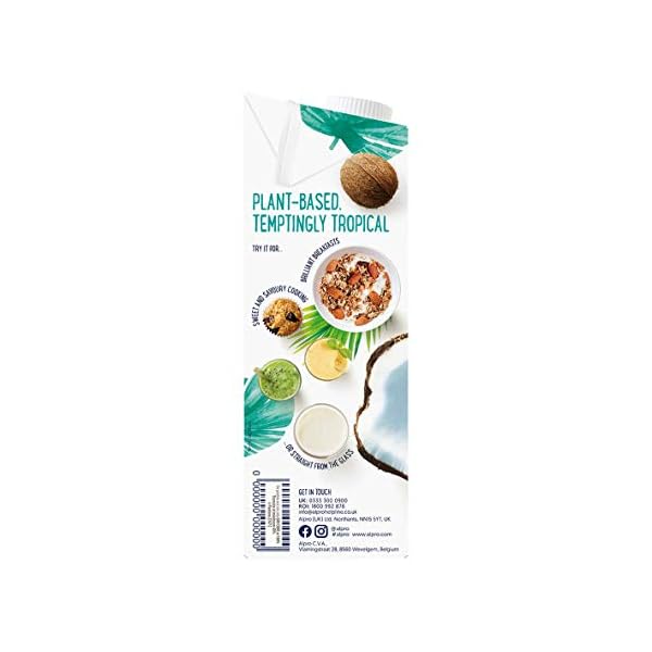 Alpro Kokosnussdrink mit Reis â Vegan, milchfrei, glutenfrei â Ohne Zuckerzusatz â Von Natur aus laktosefrei â Reich an Ballaststoffen, Calcium und Vitaminenâ 8 x 1L â Haltbar – Bild 5