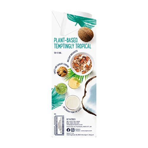 Alpro Kokosnussdrink mit Reis â Vegan, milchfrei, glutenfrei â Ohne Zuckerzusatz â Von Natur aus laktosefrei â Reich an Ballaststoffen, Calcium und Vitaminenâ 8 x 1L â Haltbar – Bild 5