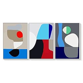 3 Piece Floating Framed Canvas Wall Art for Living Room, Bedroom The Geometry Canvas Prints for Home Decoration Ready to Hang - 16"x24"x3 Panels