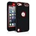 iPod Touch 5th Case, MagicMobile® Premium Dual Heavy Duty Hybrid Shockproof Resistant Armor Protective Case Cover for Apple iPod 5th Generation Black Rugged Silicone Layer and Red Hard Plastic