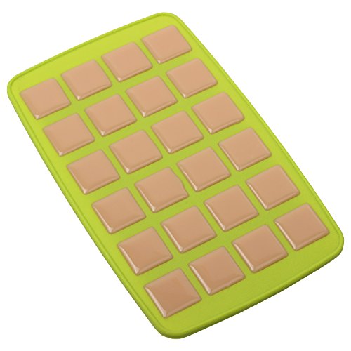 24 Cavity - Square Silicone Ice Cube Tray Molds Chocolate Candy Mold Ice Maker / Make Amazing 1.1 Inches Square Ice Cubes (24-Tender Shoots)