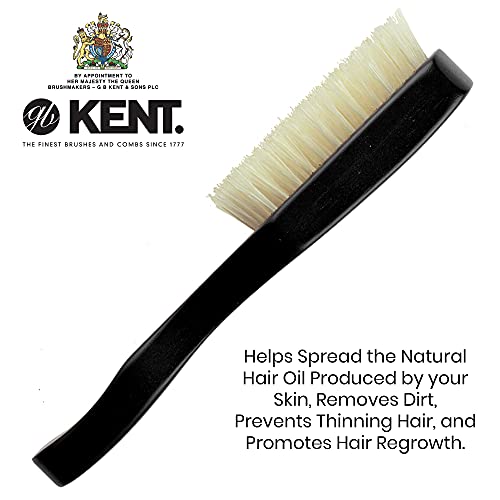 Kent OE1 Ebony Wood Rectangular Hair Brush and Facial Brush for Beard